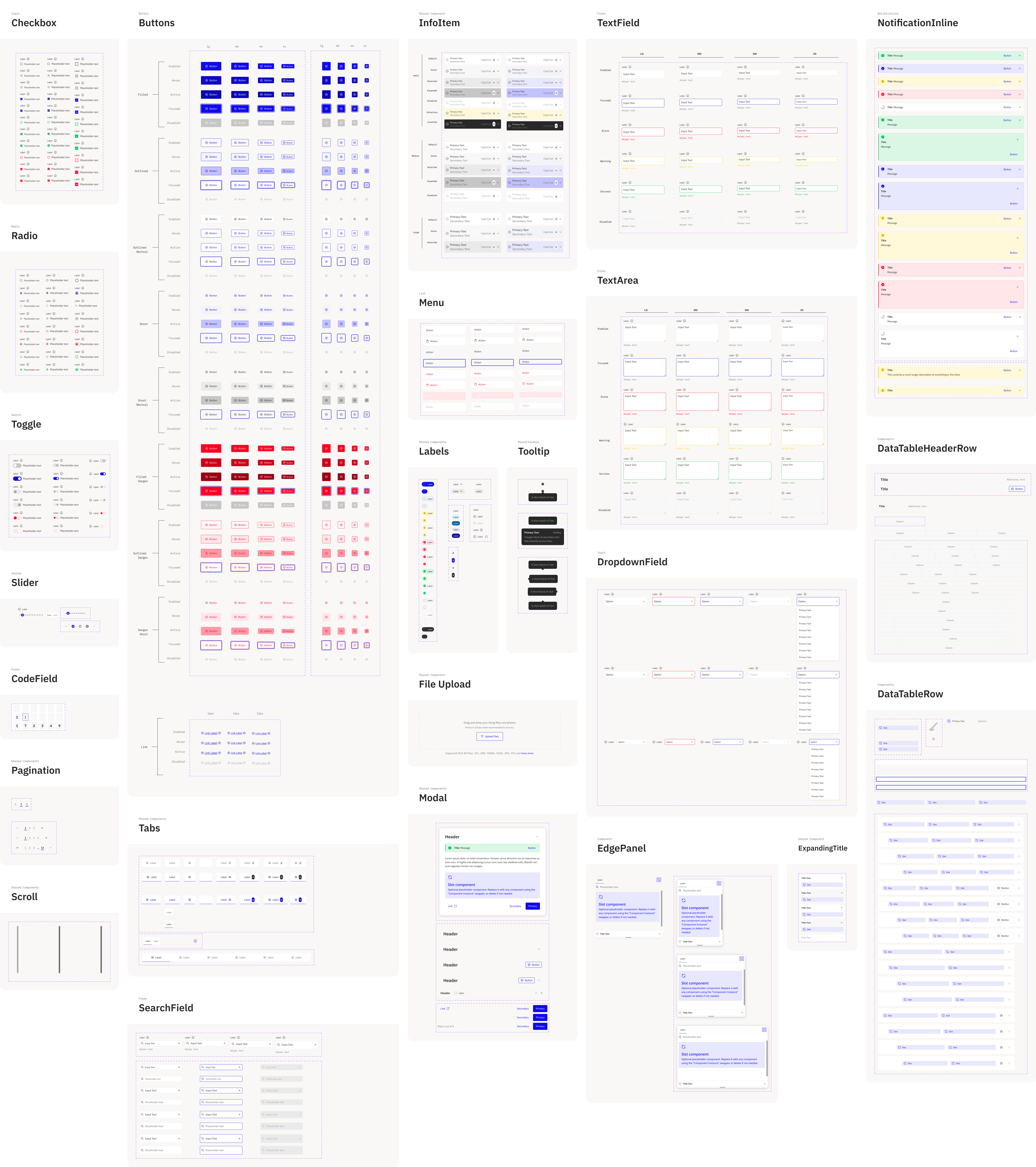 Component sheet and design system grid
